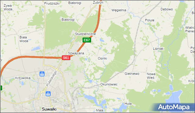mapa Osinki gmina Suwałki, Osinki gmina Suwałki na mapie Targeo