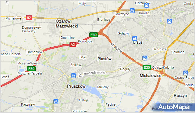 mapa Piastów powiat pruszkowski, Piastów powiat pruszkowski na mapie Targeo