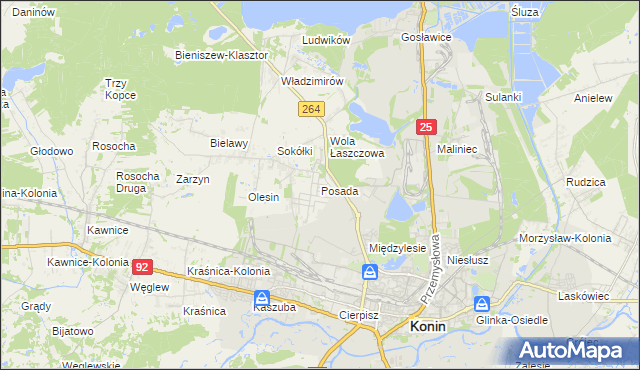 mapa Posada gmina Kazimierz Biskupi, Posada gmina Kazimierz Biskupi na mapie Targeo