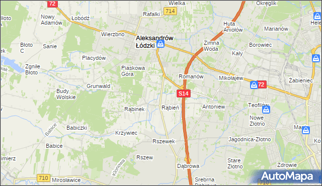 mapa Rąbień AB, Rąbień AB na mapie Targeo