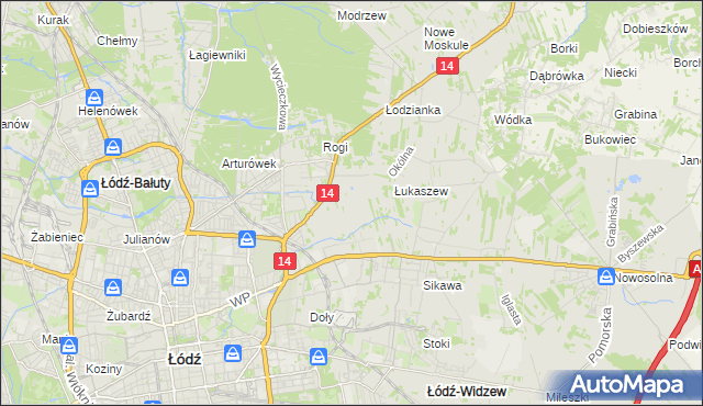 mapa Różki gmina Łódź, Różki gmina Łódź na mapie Targeo