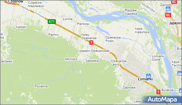 mapa Sadowa gmina Łomianki, Sadowa gmina Łomianki na mapie Targeo