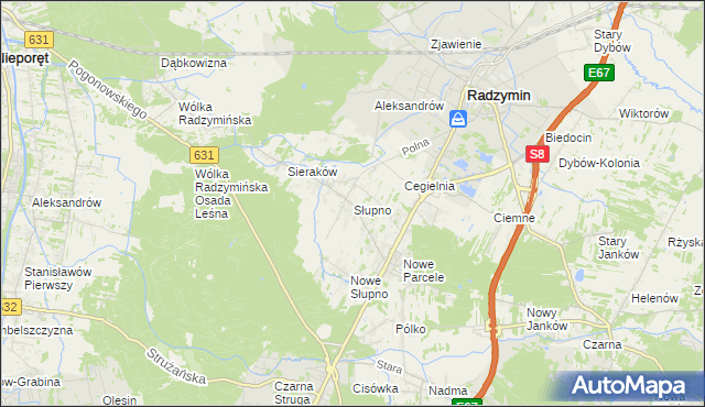 mapa Słupno gmina Radzymin, Słupno gmina Radzymin na mapie Targeo