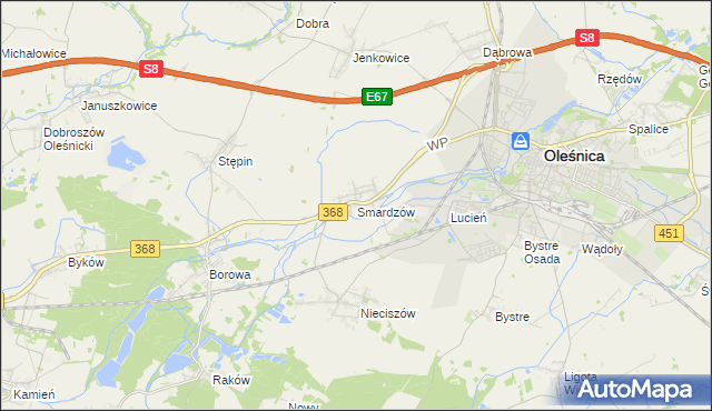 mapa Smardzów gmina Oleśnica, Smardzów gmina Oleśnica na mapie Targeo