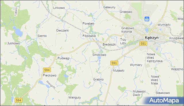 mapa Smokowo gmina Kętrzyn, Smokowo gmina Kętrzyn na mapie Targeo