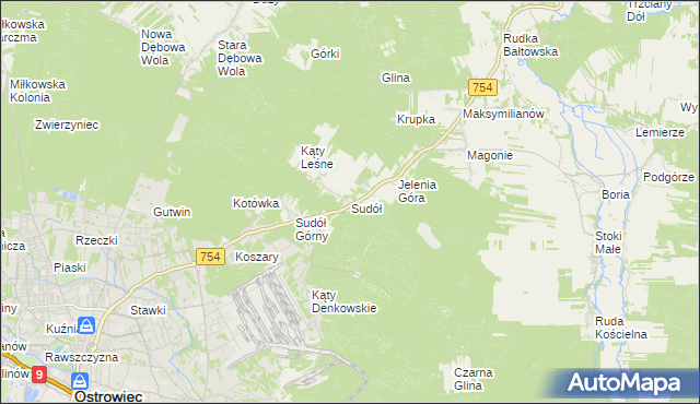 mapa Sudół gmina Bodzechów, Sudół gmina Bodzechów na mapie Targeo