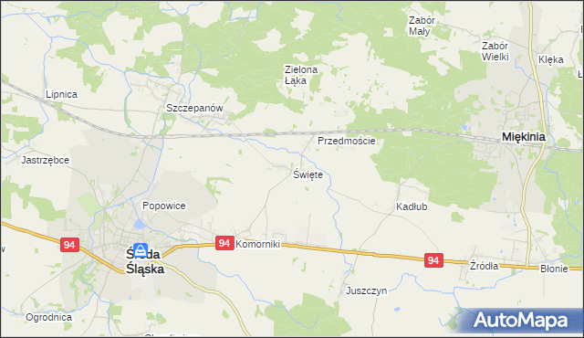 mapa Święte gmina Środa Śląska, Święte gmina Środa Śląska na mapie Targeo