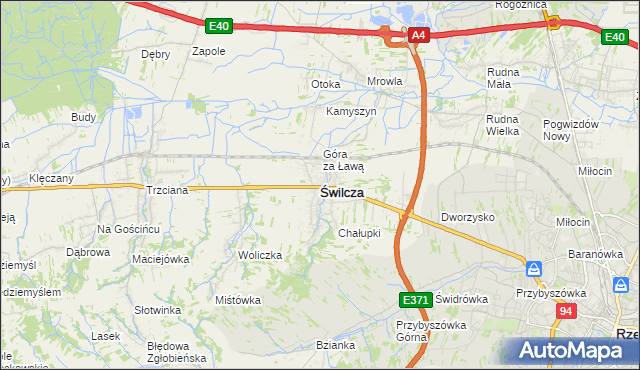 mapa Świlcza, Świlcza na mapie Targeo