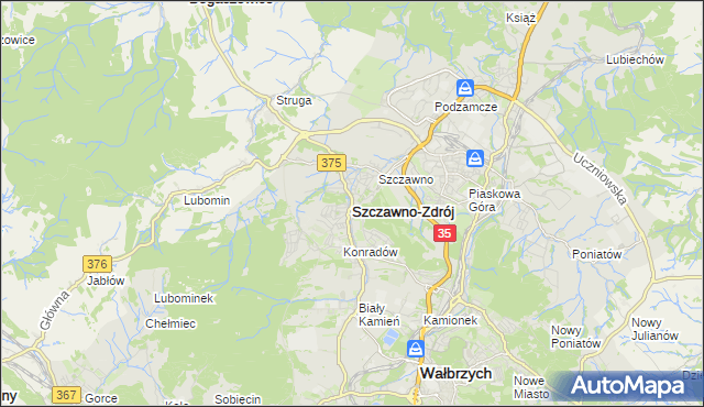 mapa Szczawno-Zdrój, Szczawno-Zdrój na mapie Targeo