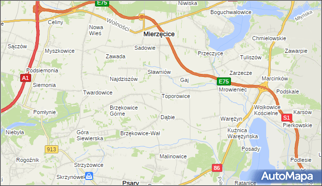 mapa Toporowice, Toporowice na mapie Targeo