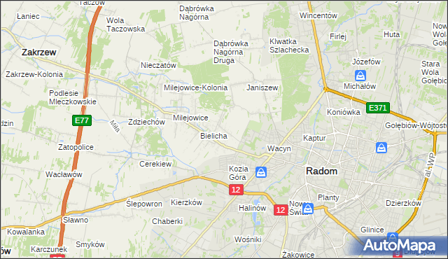 mapa Wacyn, Wacyn na mapie Targeo