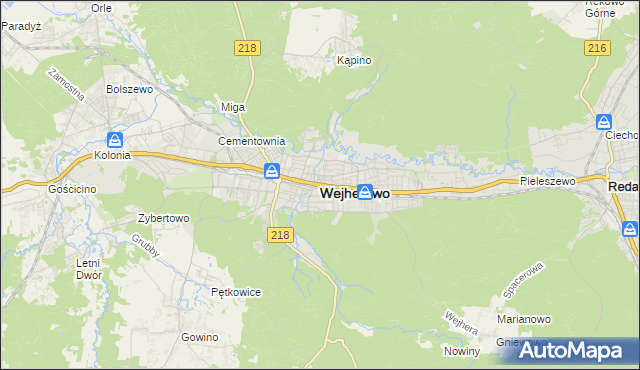 mapa Wejherowo, Wejherowo na mapie Targeo