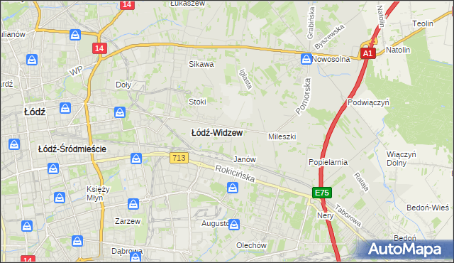 mapa Widzew, Widzew na mapie Targeo