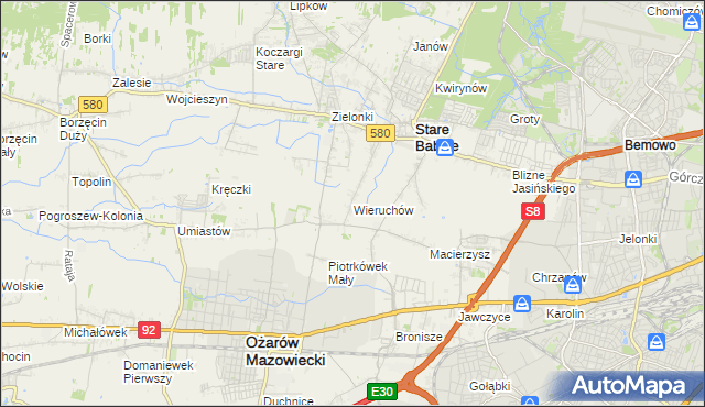 mapa Wieruchów, Wieruchów na mapie Targeo