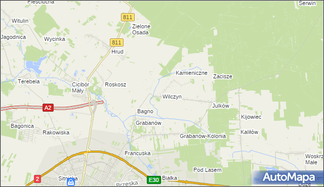 mapa Wilczyn gmina Biała Podlaska, Wilczyn gmina Biała Podlaska na mapie Targeo