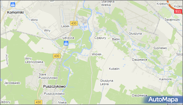 mapa Wiórek, Wiórek na mapie Targeo