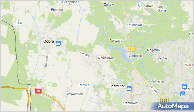 mapa Wołczkowo, Wołczkowo na mapie Targeo