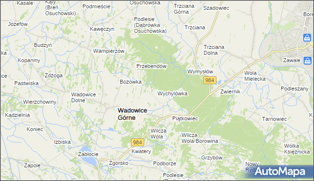 mapa Wychylówka, Wychylówka na mapie Targeo