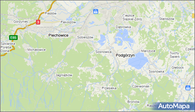 mapa Zachełmie gmina Podgórzyn, Zachełmie gmina Podgórzyn na mapie Targeo