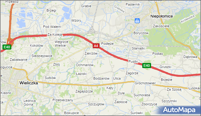 mapa Zakrzowiec, Zakrzowiec na mapie Targeo