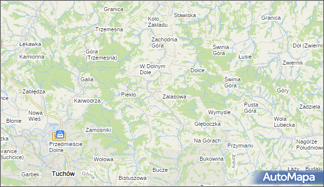 mapa Zalasowa, Zalasowa na mapie Targeo