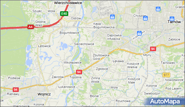 mapa Zbylitowska Góra, Zbylitowska Góra na mapie Targeo