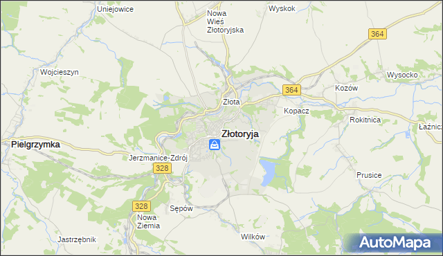 mapa Złotoryja, Złotoryja na mapie Targeo