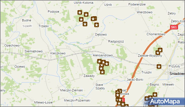 mapa Aleksandrowo gmina Troszyn, Aleksandrowo gmina Troszyn na mapie Targeo