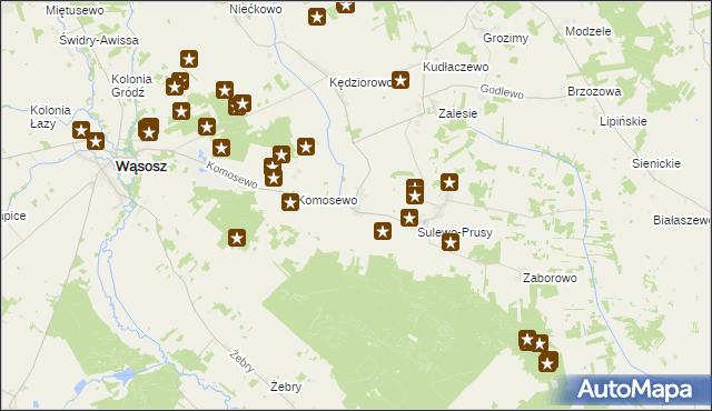 mapa Bagienice gmina Wąsosz, Bagienice gmina Wąsosz na mapie Targeo