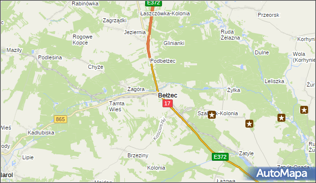 mapa Bełżec, Bełżec na mapie Targeo