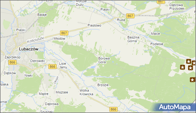 mapa Borowa Góra gmina Lubaczów, Borowa Góra gmina Lubaczów na mapie Targeo