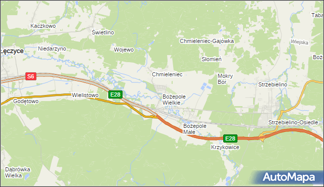 mapa Bożepole Wielkie, Bożepole Wielkie na mapie Targeo