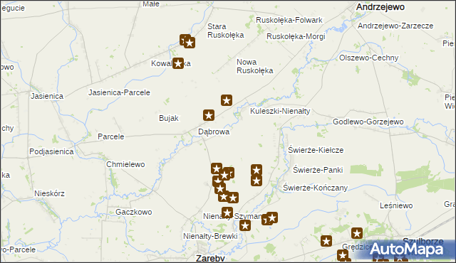 mapa Budziszewo gmina Zaręby Kościelne, Budziszewo gmina Zaręby Kościelne na mapie Targeo