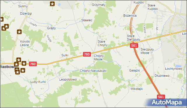 mapa Chojny Młode, Chojny Młode na mapie Targeo