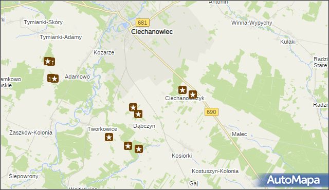 mapa Ciechanowczyk, Ciechanowczyk na mapie Targeo