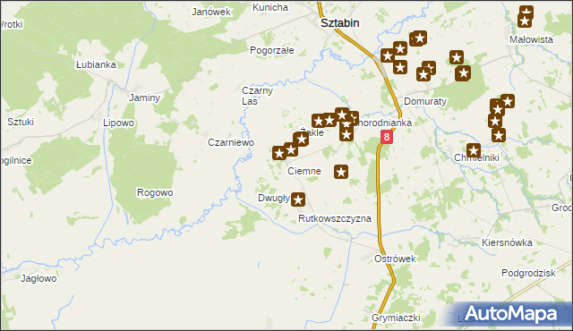 mapa Ciemne gmina Suchowola, Ciemne gmina Suchowola na mapie Targeo