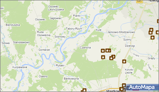 mapa Czartoria gmina Miastkowo, Czartoria gmina Miastkowo na mapie Targeo