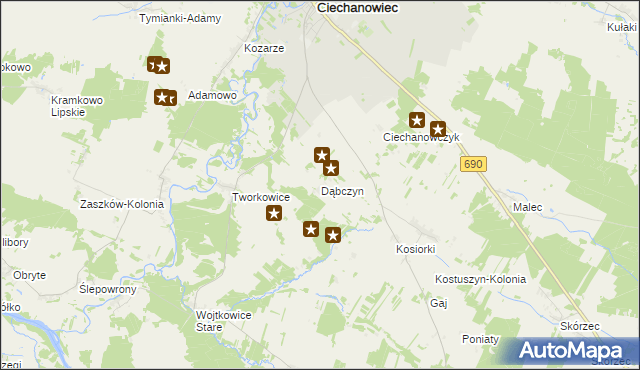 mapa Dąbczyn, Dąbczyn na mapie Targeo