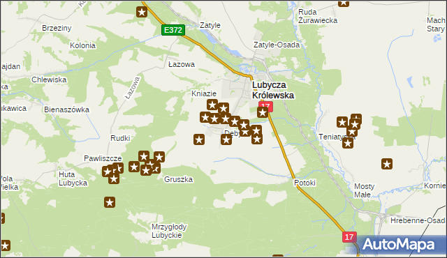 mapa Dęby gmina Lubycza Królewska, Dęby gmina Lubycza Królewska na mapie Targeo