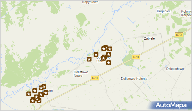 mapa Dolistowo Stare, Dolistowo Stare na mapie Targeo