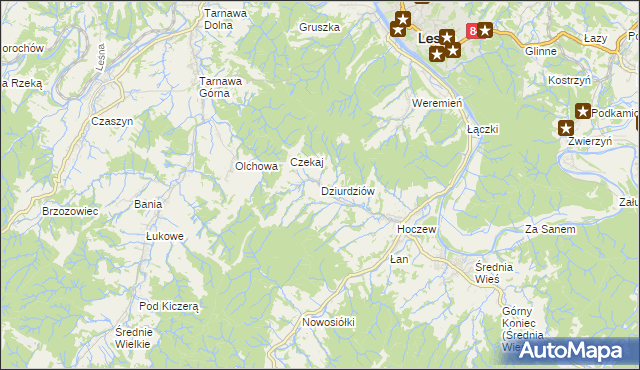 mapa Dziurdziów, Dziurdziów na mapie Targeo