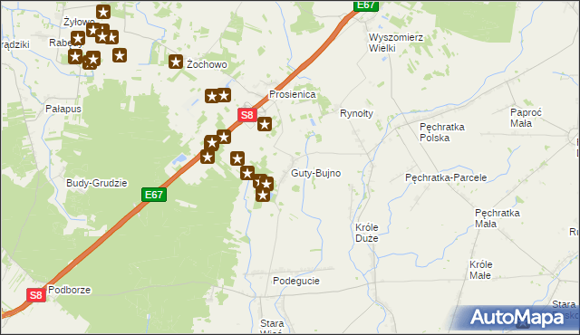 mapa Guty-Bujno, Guty-Bujno na mapie Targeo