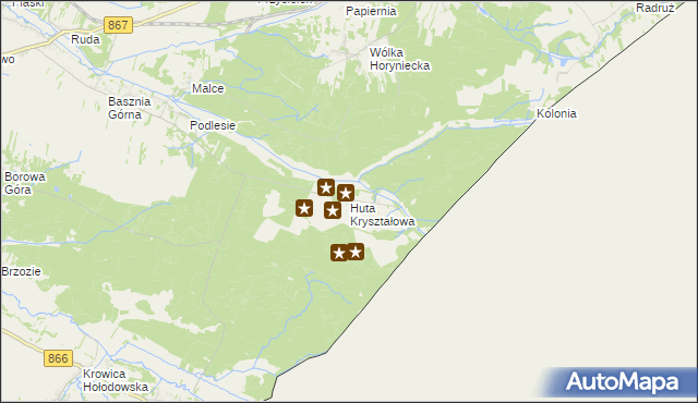 mapa Huta Kryształowa, Huta Kryształowa na mapie Targeo