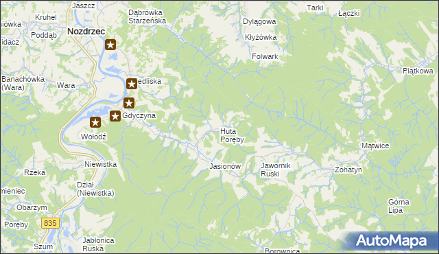 mapa Huta Poręby, Huta Poręby na mapie Targeo