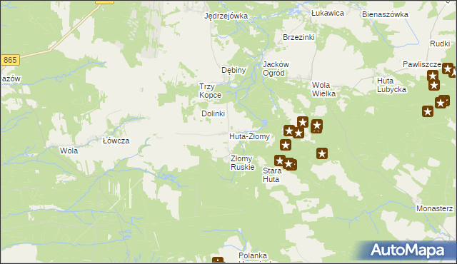 mapa Huta-Złomy, Huta-Złomy na mapie Targeo