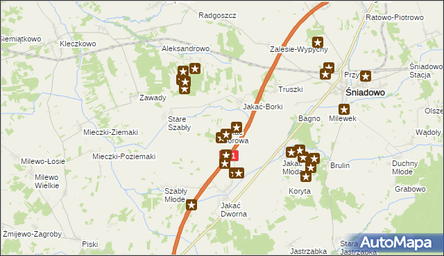 mapa Jakać Borowa, Jakać Borowa na mapie Targeo