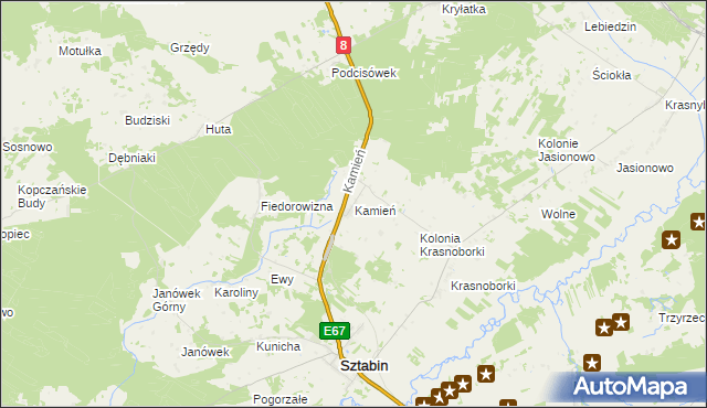 mapa Kamień gmina Sztabin, Kamień gmina Sztabin na mapie Targeo