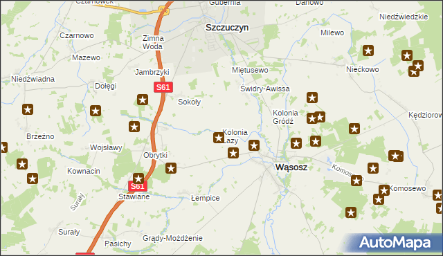 mapa Kolonia Łazy gmina Wąsosz, Kolonia Łazy gmina Wąsosz na mapie Targeo