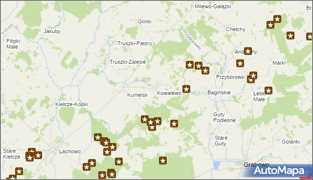 mapa Kowalewo gmina Kolno, Kowalewo gmina Kolno na mapie Targeo