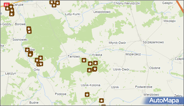 mapa Kraska gmina Miastkowo, Kraska gmina Miastkowo na mapie Targeo